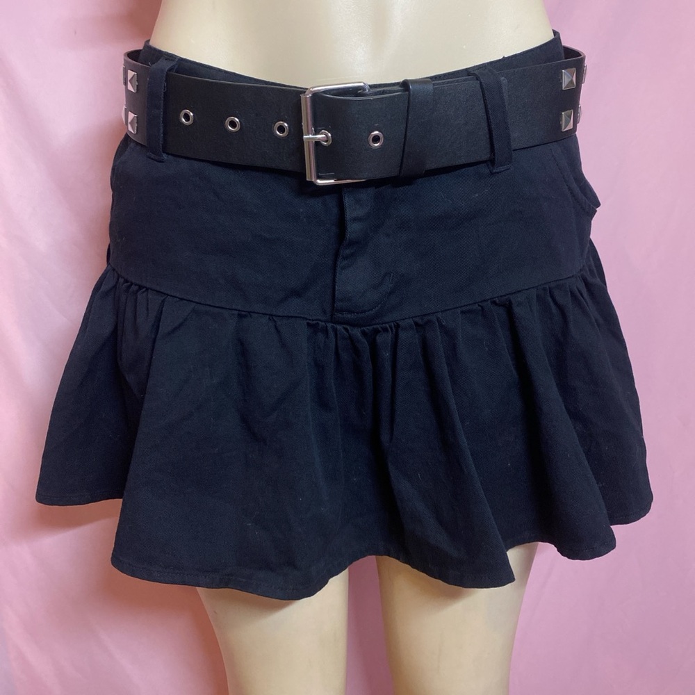 Y2K Grunge Skirt with Studded Belt